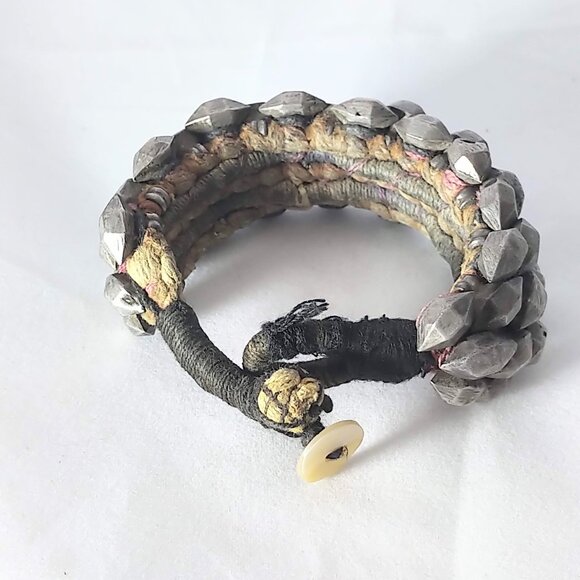 Rare Antique Coin Silver Beads Bracelet Wrist Cuff - Picture 7 of 7